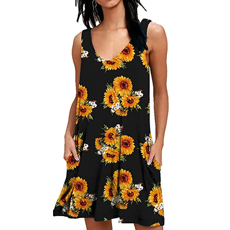 Women's Summer Casual T-Shirt Dress Women's Dresses Sunflower S - DailySale