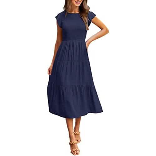 Women's Summer Casual Tiered A-Line Dress, Navy / XL Women's Summer Casual Tiered A-Line Dress, Navy / XL