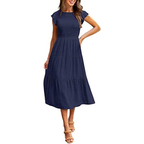 Women's Summer Casual Tiered A-Line Dress Women's Dresses Navy S - DailySale