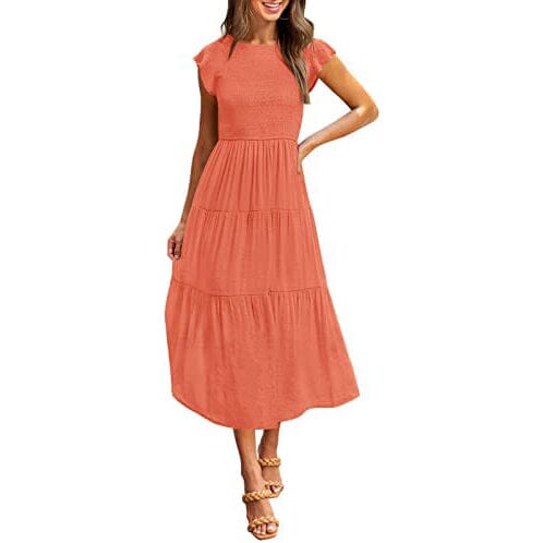 Women's Summer Casual Tiered A-Line Dress Women's Dresses Orange S - DailySale