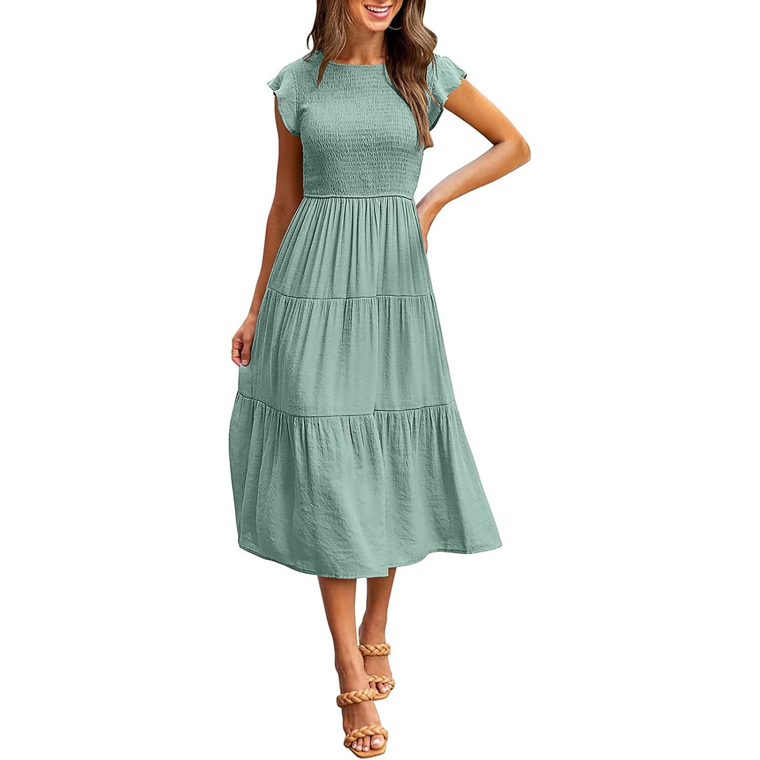 Women's Summer Casual Tiered A-Line Dress Women's Dresses Sage S - DailySale