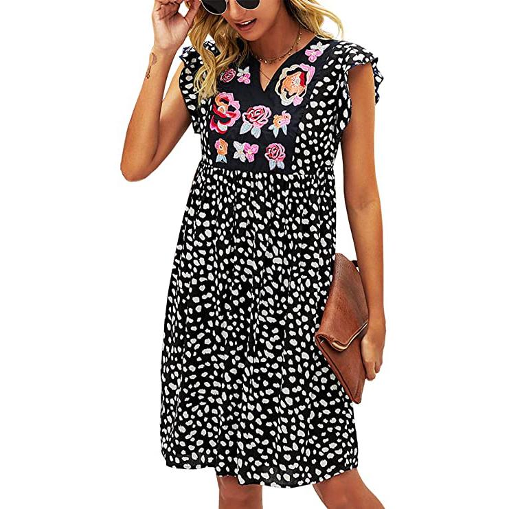Women’s Summer Leopard V Neck Bohemia Dress