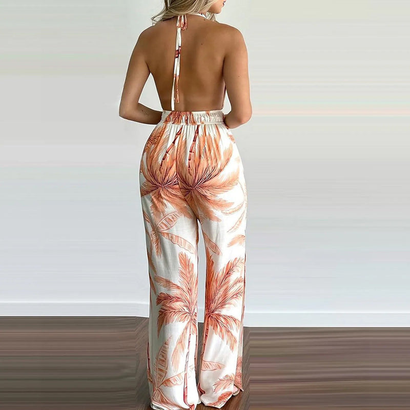 Women's Summer New Digital Printing Colorful Slit Jumpsuit Women's Dresses - DailySale