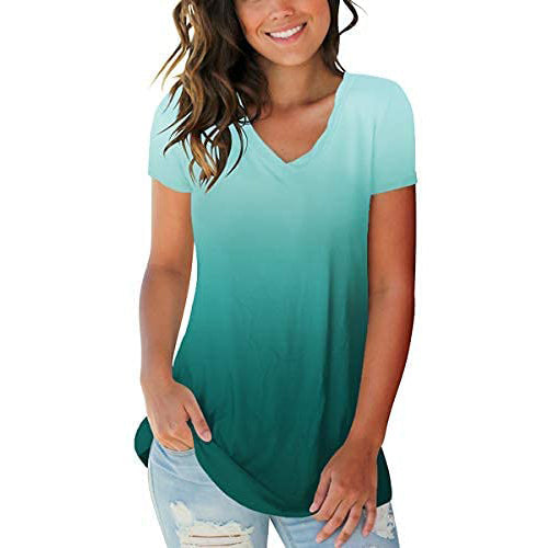 Women's Summer Tie Dye Short Sleeve T-Shirt Women's Tops Green S - DailySale