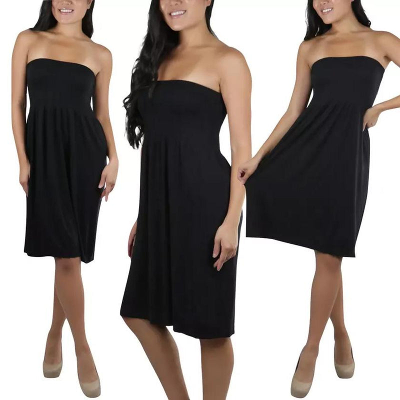 Women's Summer Tube Top Strapless Mini Dress Women's Clothing Black - DailySale