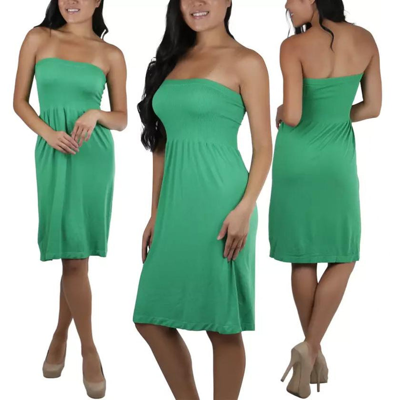 Women's Summer Tube Top Strapless Mini Dress Women's Clothing Green - DailySale