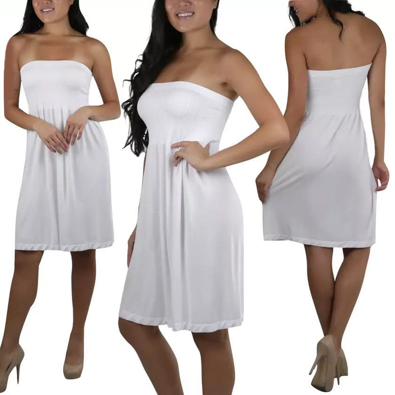 Women's Summer Tube Top Strapless Mini Dress Women's Clothing White - DailySale
