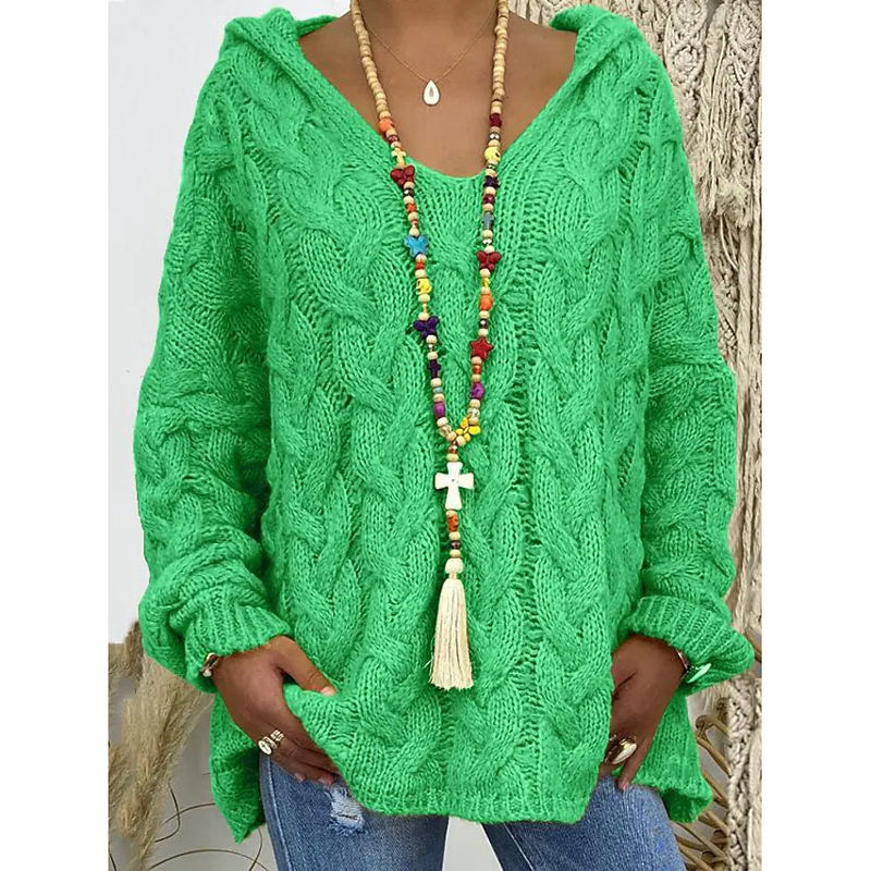 Women's Sweater Oversized Pullover Jumper Knitted Solid Color Women's Tops Green S - DailySale