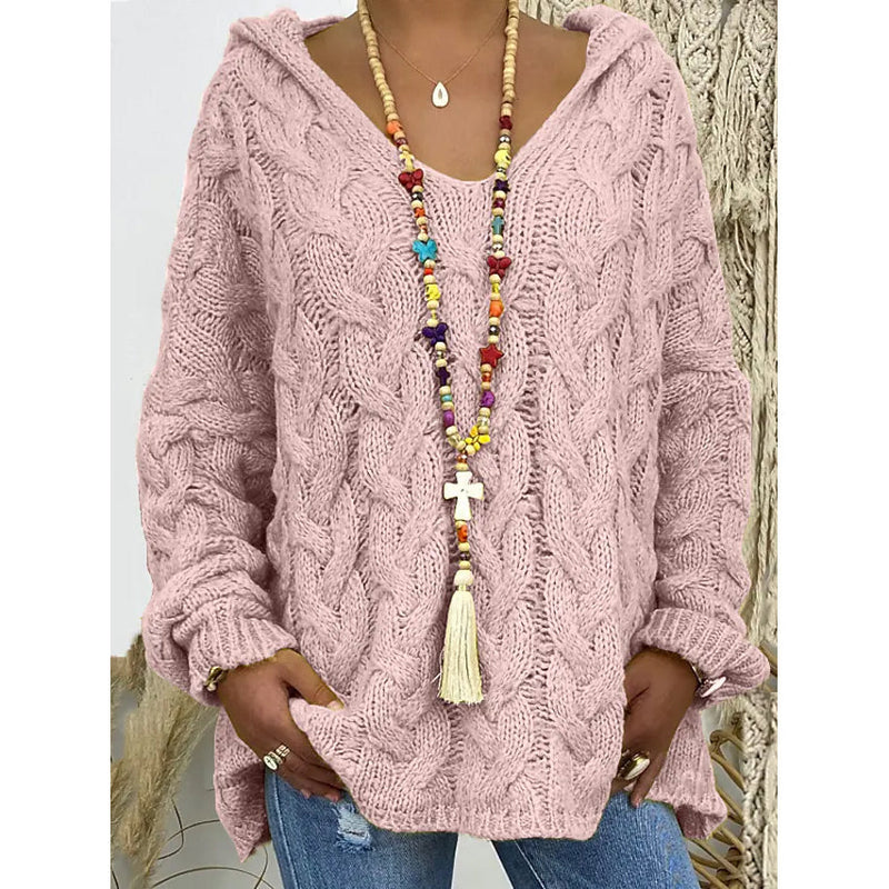 Women's Sweater Oversized Pullover Jumper Knitted Solid Color Women's Tops Pink S - DailySale