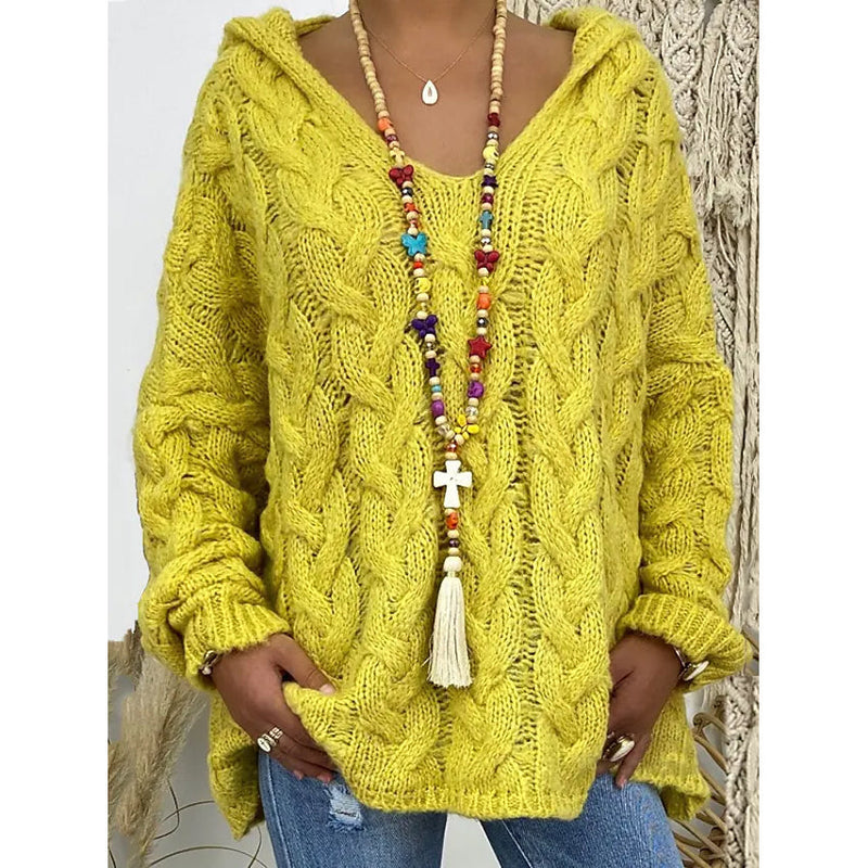 Women's Sweater Oversized Pullover Jumper Knitted Solid Color Women's Tops Yellow S - DailySale