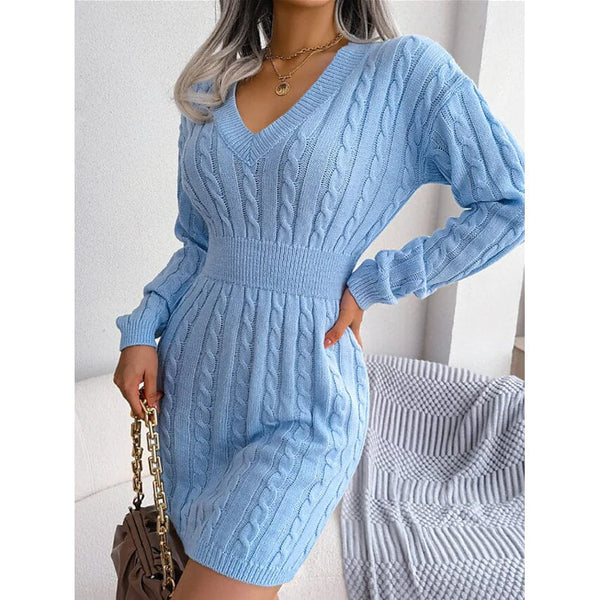 Women's Sweater Sheath Dress Women's Dresses Blue S - DailySale