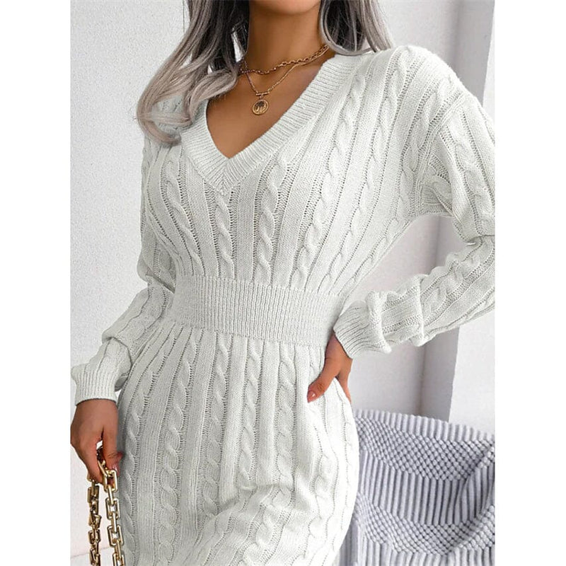 Women's Sweater Sheath Dress Women's Dresses White S - DailySale