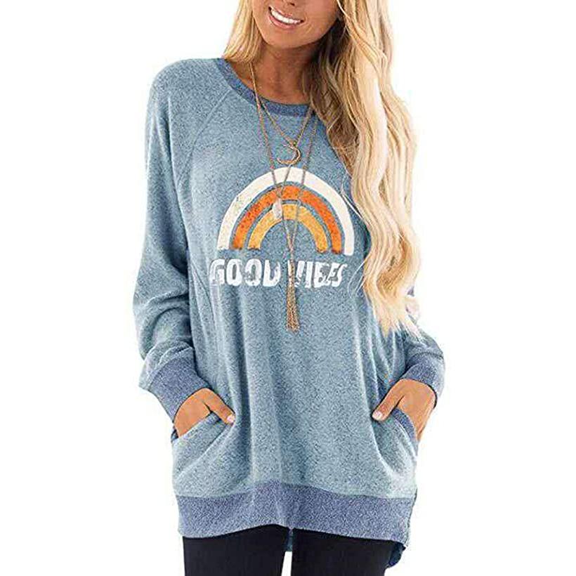 Women's Sweatshirt Plus Size Tunic Top Women's Clothing Blue S - DailySale