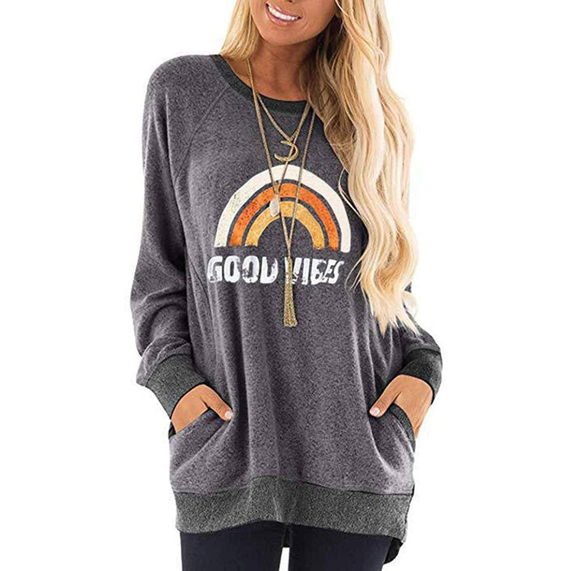 Women's Sweatshirt Plus Size Tunic Top Women's Clothing Gray S - DailySale