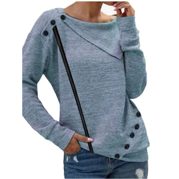 Women's Sweatshirt Pullover Solid Color Women's Tops Blue S - DailySale