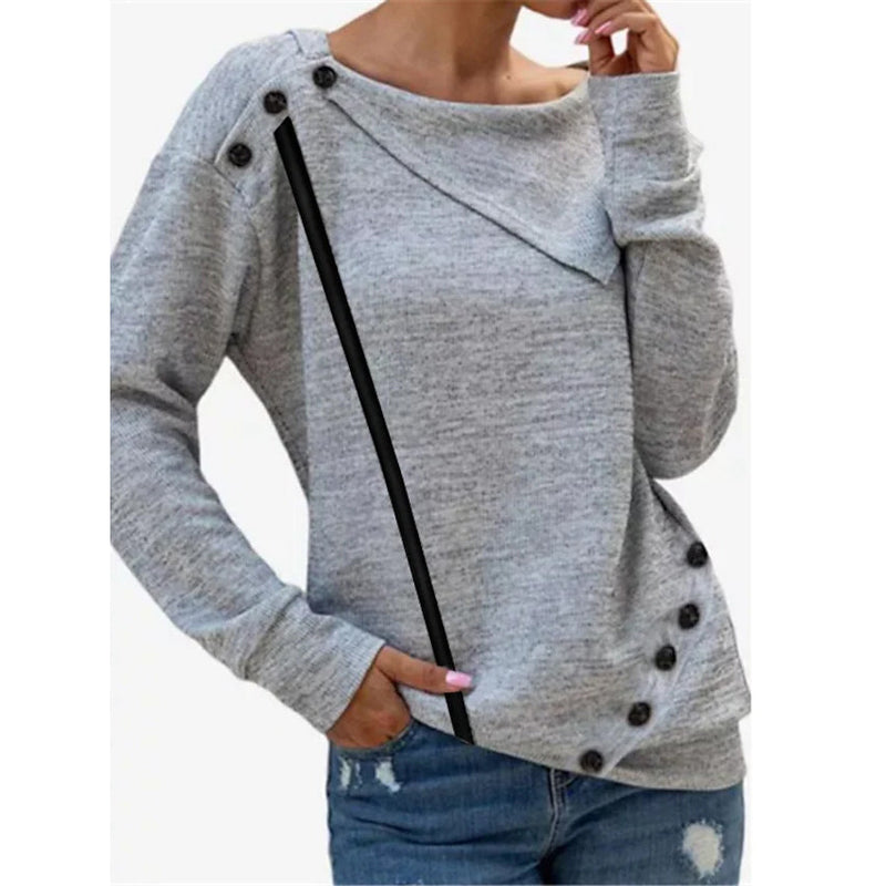 Women's Sweatshirt Pullover Solid Color Women's Tops Gray S - DailySale