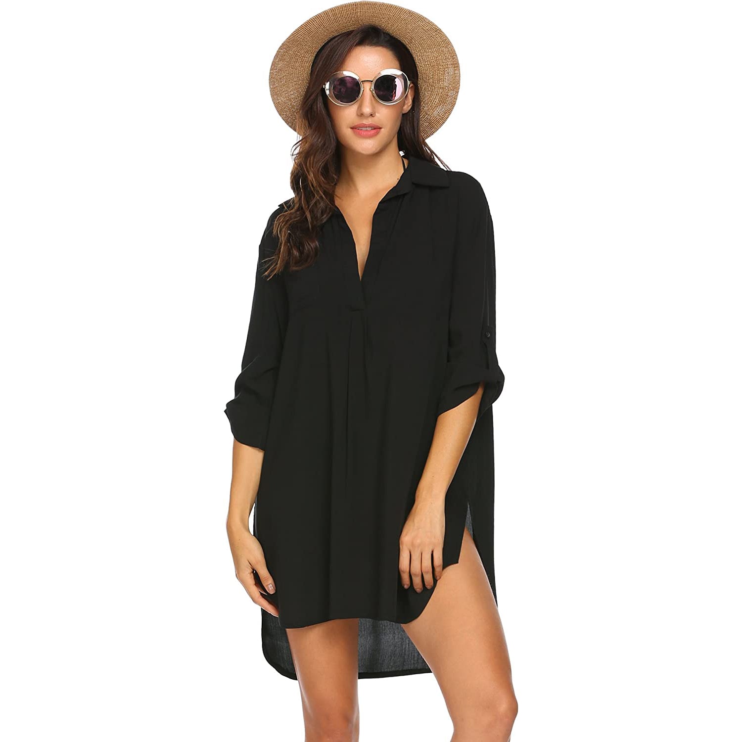 Women's Swimsuit Beach Cover Up Dress Women's Dresses Black S - DailySale