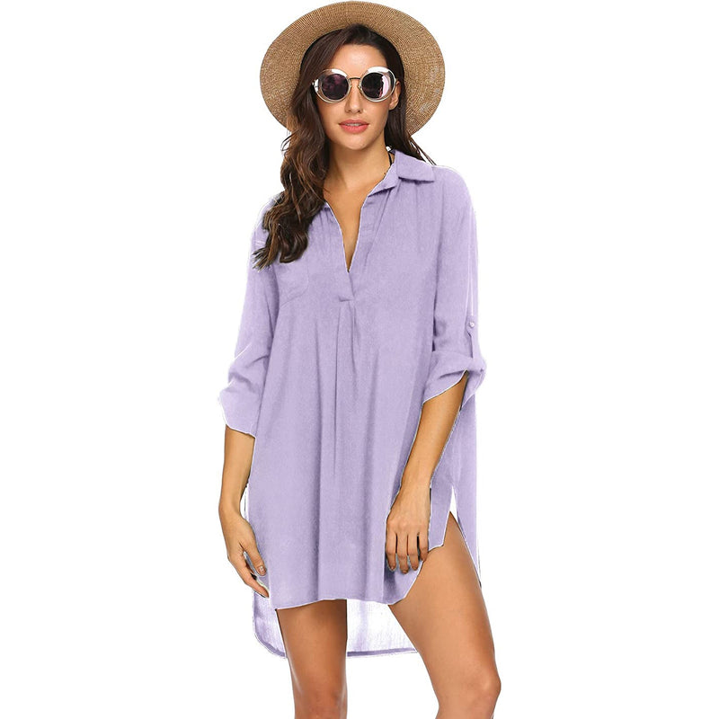 Women's Swimsuit Beach Cover Up Dress Women's Dresses Light Purple S - DailySale