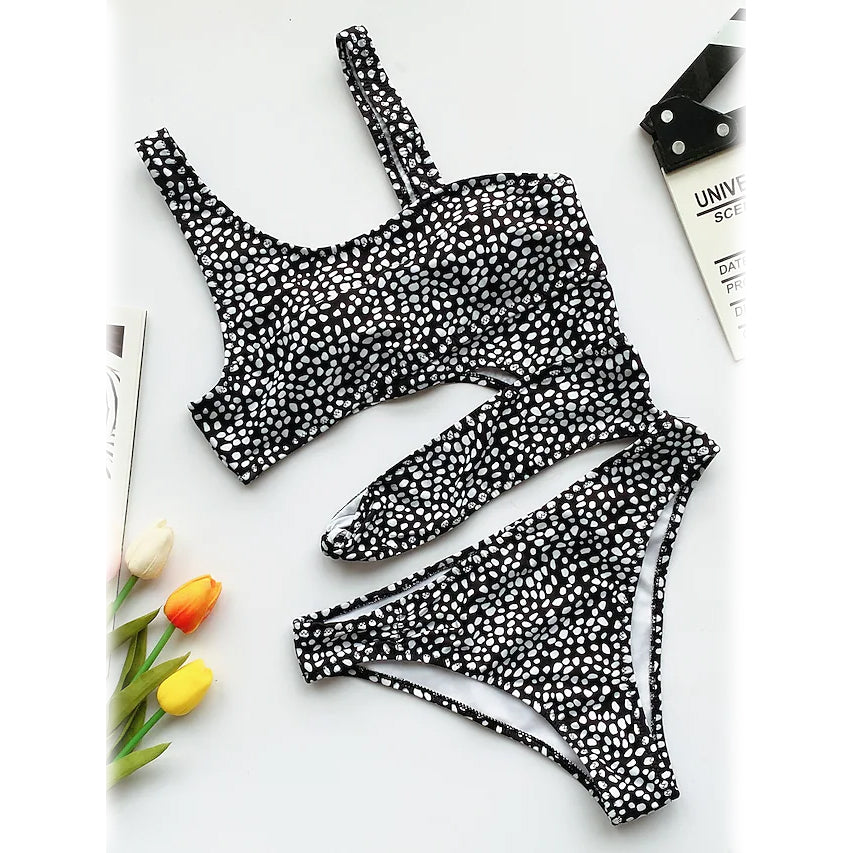 Women's Swimwear One Piece Bikini Swimsuit Women's Swimwear & Lingerie Black/White S - DailySale