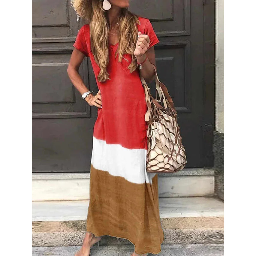 Women's T Shirt Maxi Long Dress Women's Dresses Red S - DailySale