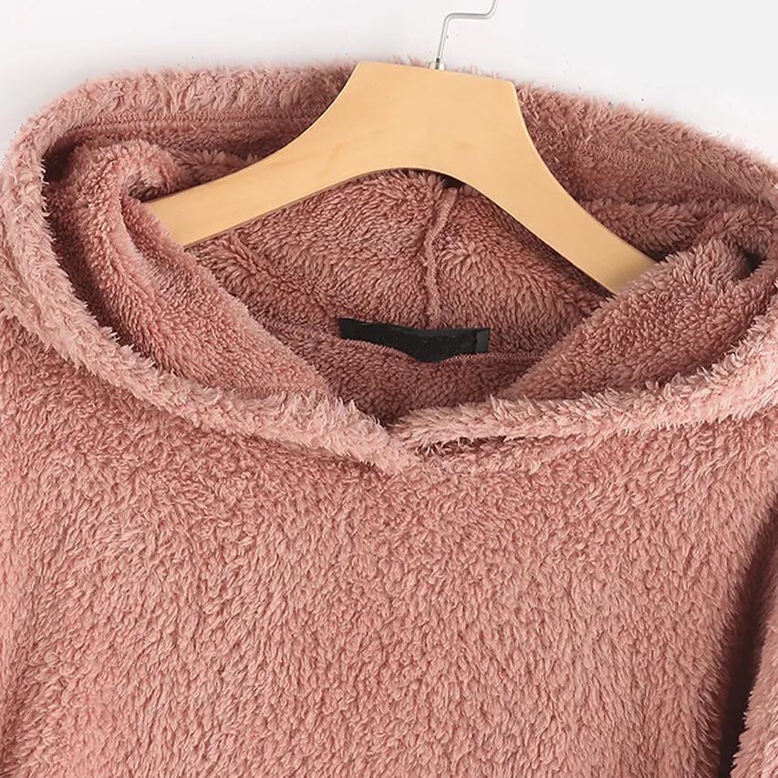 Women's Teddy Coat Cat Animal Front Pocket Hoodies Women's Outerwear - DailySale