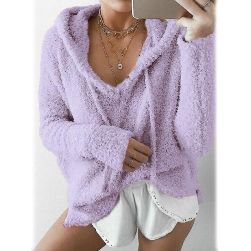 Women's Teddy Coat Plain Daily Basic Loose Hoodie Women's Outerwear Purple S - DailySale