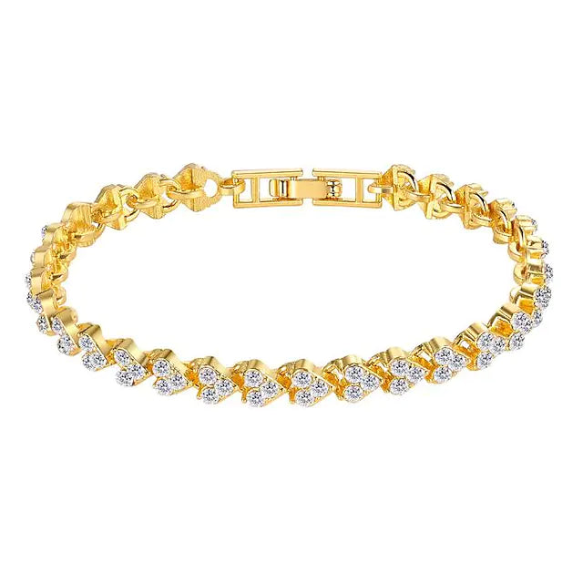 Women's Tennis Crystal Bracelet Bracelets Gold - DailySale