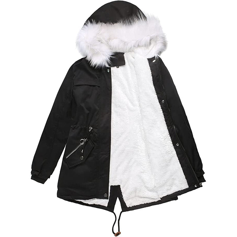 Women's Thick Warm Fleece Lined Winter Coat Jacket Parka with Fluffy Hood Women's Outerwear - DailySale