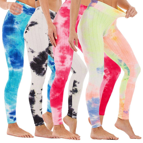 Women's Tie Dye High Waist Tummy Control Butt Lift Yoga Pants Workout Leggings Women's Clothing - DailySale