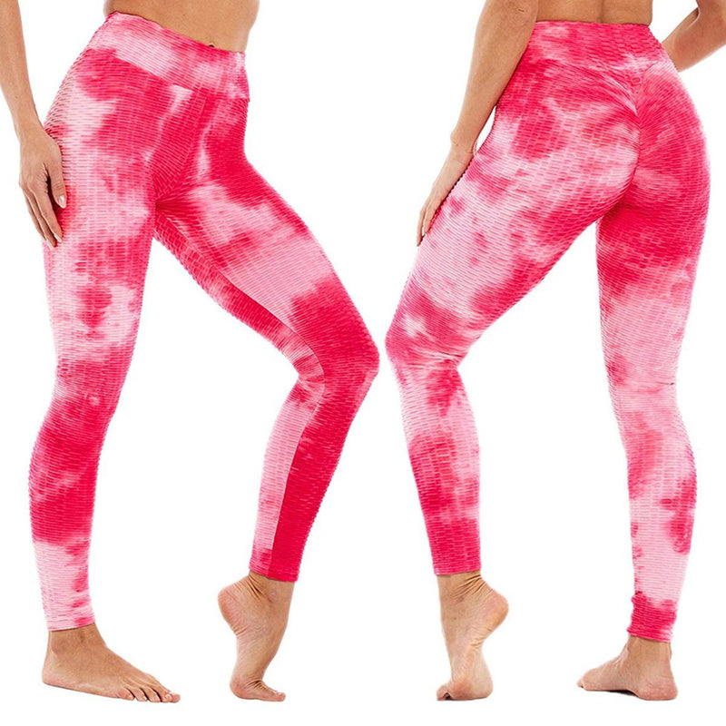 Women's Tie Dye High Waist Tummy Control Butt Lift Yoga Pants Workout Leggings Women's Clothing Pink M - DailySale