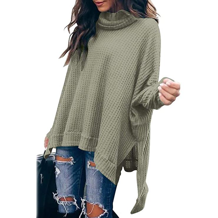 Women's Turtle Cowl Neck Long Batwing Sleeve Sweater Women's Tops Army Green S - DailySale