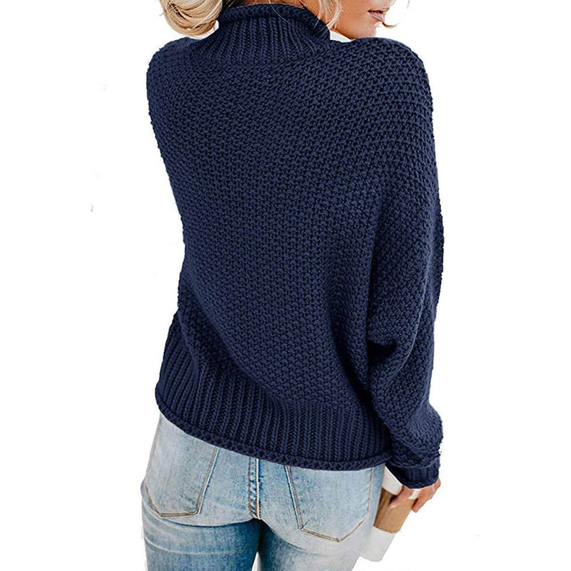 Women's Turtleneck Batwing Sleeve Loose Oversized Chunky Knitted Pullover Sweater Jumper Tops