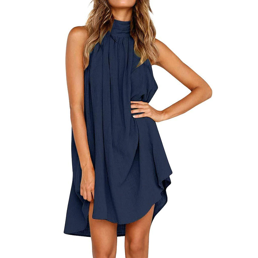 Women's Turtleneck T-Shirt Dress Women's Dresses Navy Blue S - DailySale