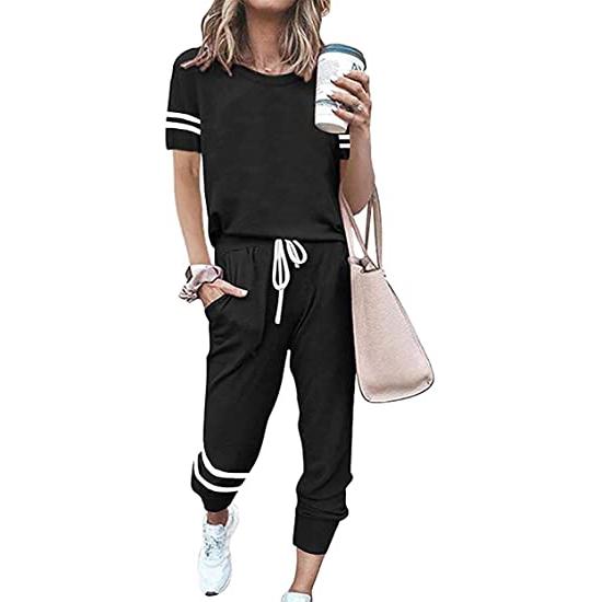 Women’s Two Piece Outfits Casual Tracksuits Short Sleeve Sweatsuits with Pockets