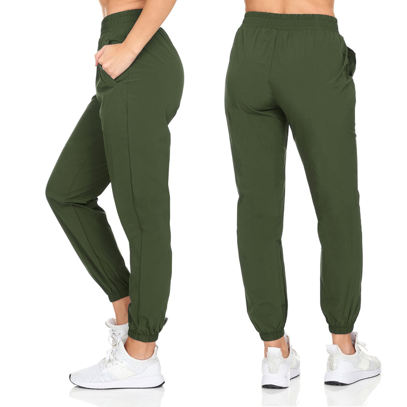 Women's Ultra Soft Full Length Woven Jogger Pants With Pockets Women's Bottoms Dark Green S - DailySale