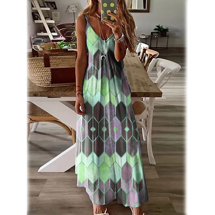 Women's V-Neck Elegant Casual Dress Women's Dresses Green S - DailySale