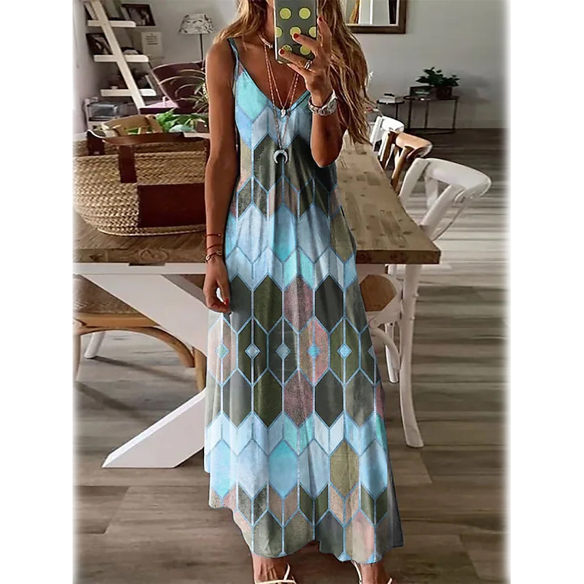 Women's V-Neck Elegant Casual Dress Women's Dresses Light Blue S - DailySale