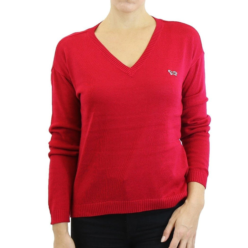 Womens V Neck Long Sleeve Sweater - Assorted Colors & Sizes Women's Apparel S Red - DailySale