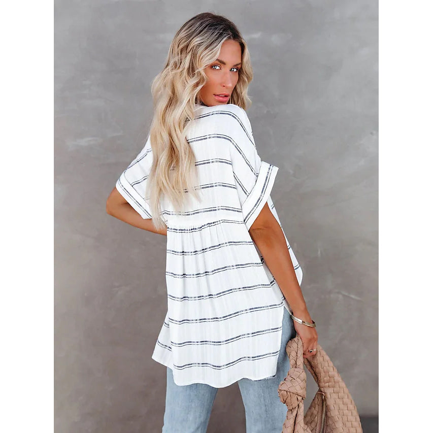 Women's V-Neck Loose Shirt Short Sleeve Top Women's Tops - DailySale