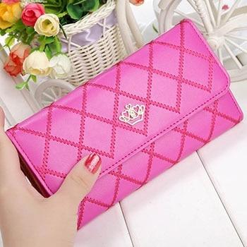 Womens Wallets Purses Plaid PU Leather Long Wallet Hasp Phone Bag Women's Shoes & Accessories Rose Red - DailySale