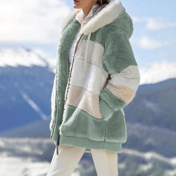 Women's Warm Plush Faux Fur Hooded Jacket Outerwear Women's Outerwear - DailySale