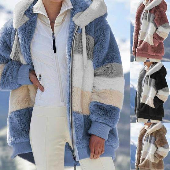 Women's Warm Plush Faux Fur Hooded Jacket Outerwear Women's Outerwear - DailySale