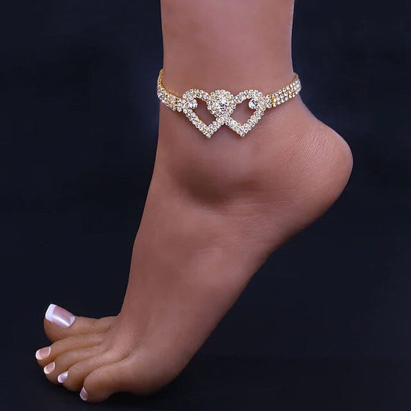 Women's White Ankle Bracelet Chandelier Heart Bracelets - DailySale