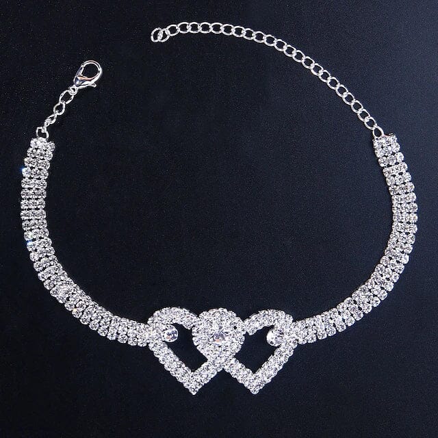 Women's White Ankle Bracelet Chandelier Heart Bracelets Silver - DailySale