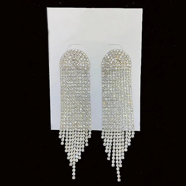Women's White Drop Fringe Earrings Earrings Silver - DailySale