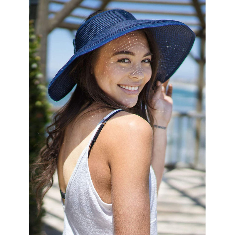Women's Wide Brim Roll-up Straw Sun Hat Sun Visor