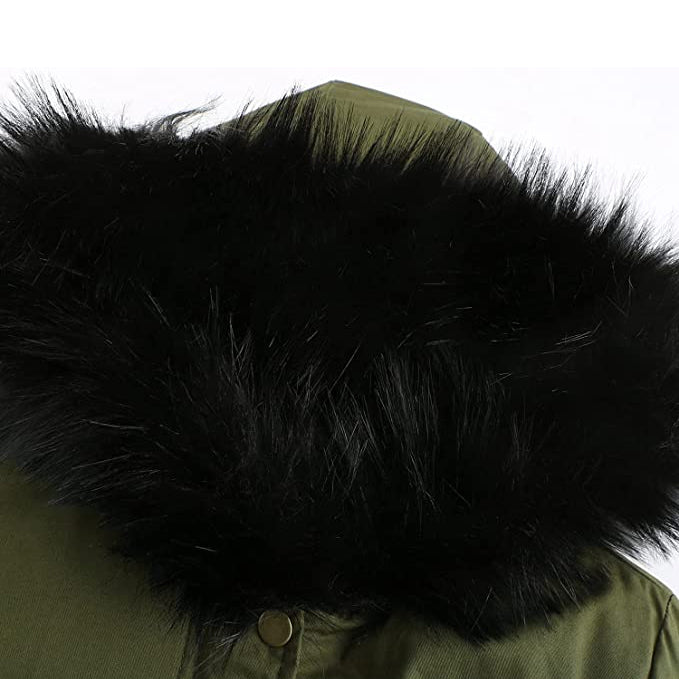 Women's Winter Coat Warm Thick Black Fleece Lined Wide Furry Hood Parka Women's Outerwear - DailySale
