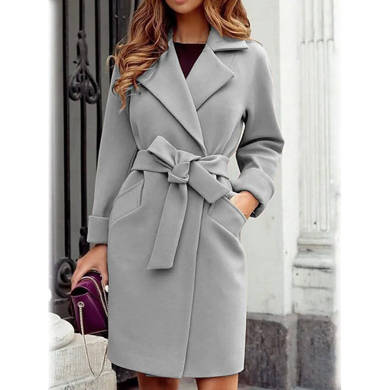 Women's Winter Fall Long Coat Women's Outerwear Gray S - DailySale