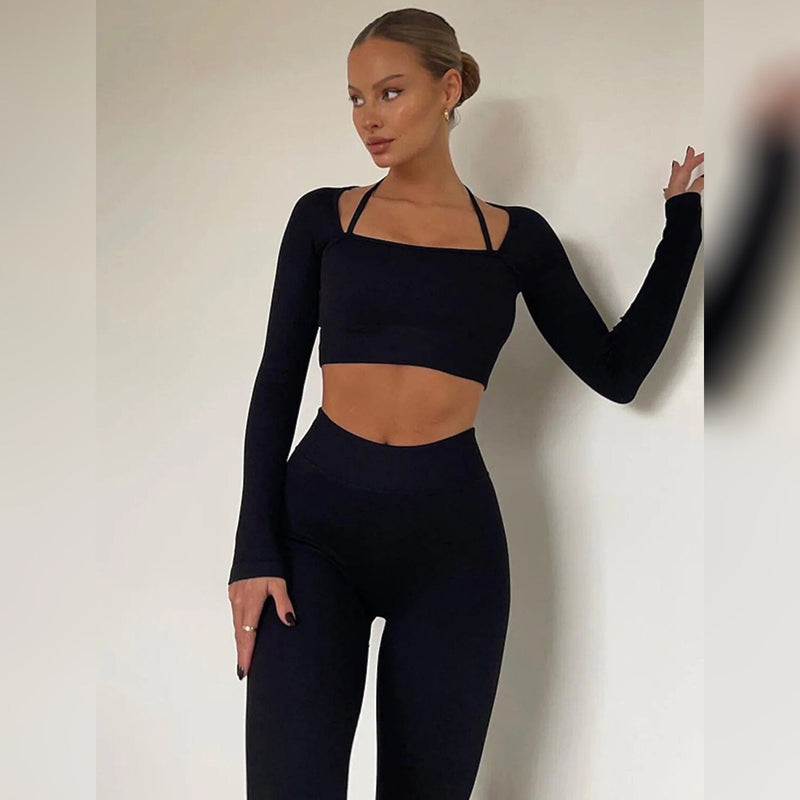 Women's WorWomen's Long Sleeve Sport Activewear Setkout Sets Women's Loungewear Black S - DailySale