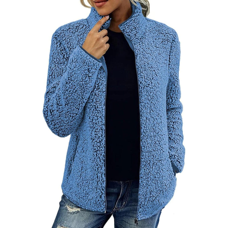 Women's Zip Up Jacket Long Sleeve Women's Outerwear Blue S - DailySale